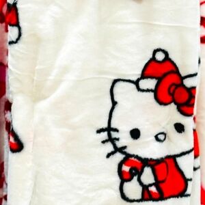 Hello Kitty Red White Santa Hat Holiday Christmas Candy Faux Fur Throw Blanket
